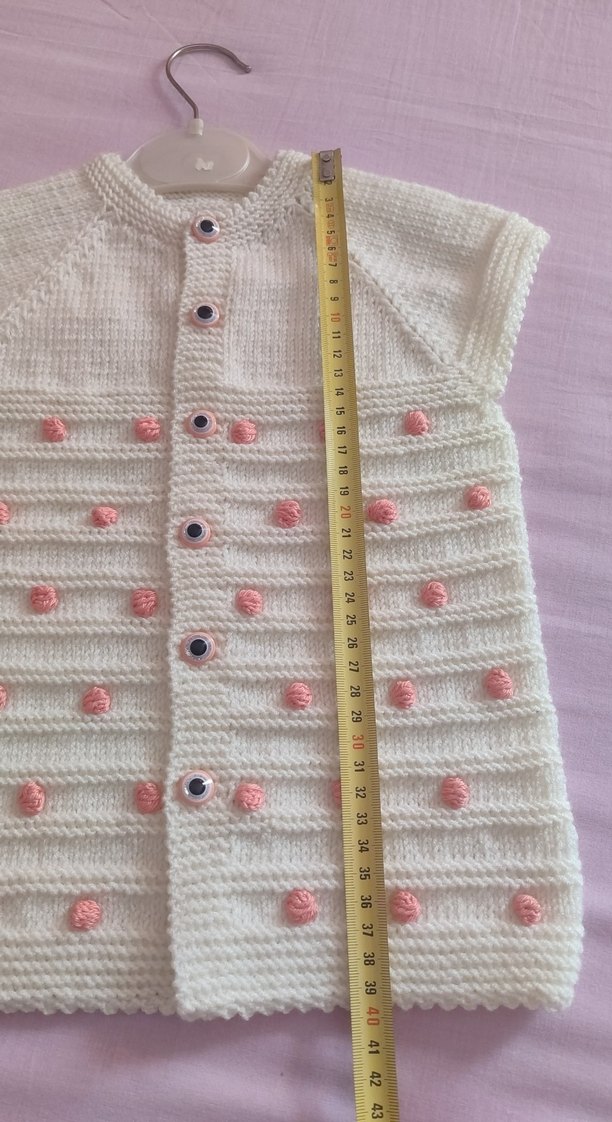 Beyaz Örgü Kız Çocuk Kolsuz yelek - Görsel 4