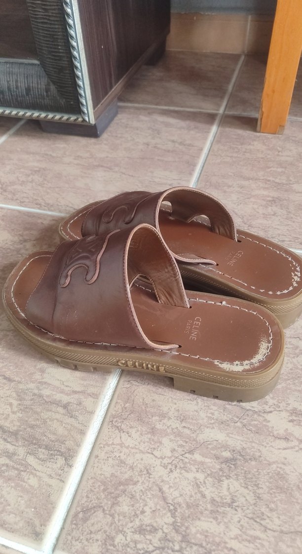 Kahverengi Deri Dolgu Topuklu Kadın Terlik - Görsel 4