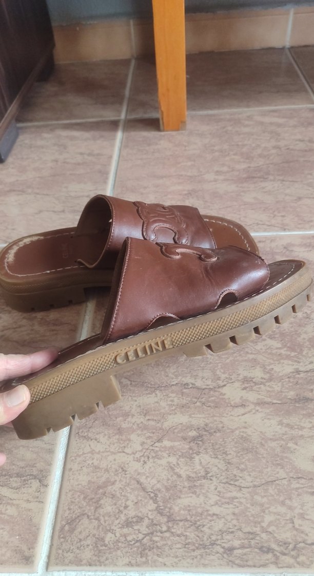 Kahverengi Deri Dolgu Topuklu Kadın Terlik - Görsel 2