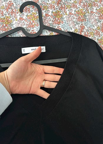 xl Beden siyah Renk Siyah V Yaka Uzun Kollu Kadın triko Kazak