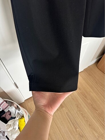 48 Beden siyah Renk Beli lastikli rahat kalıp kumaş pantalon