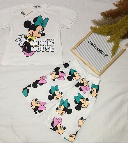 Zara Minnie Detay Şort Takım