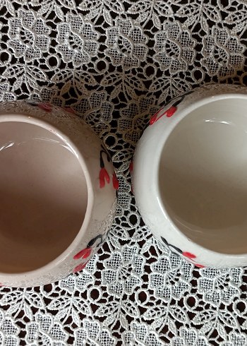 Renkli Desenli Beyaz Seramik Fincan Seti - Görsel 2