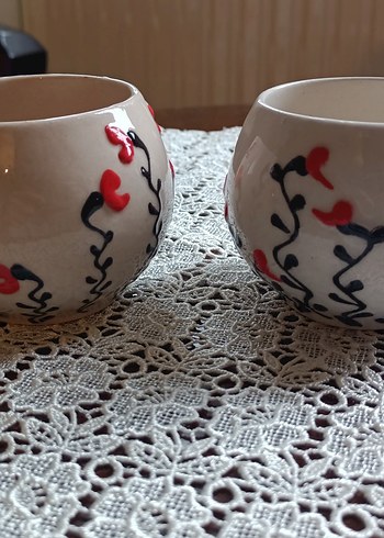 Renkli Desenli Beyaz Seramik Fincan Seti - Görsel 3