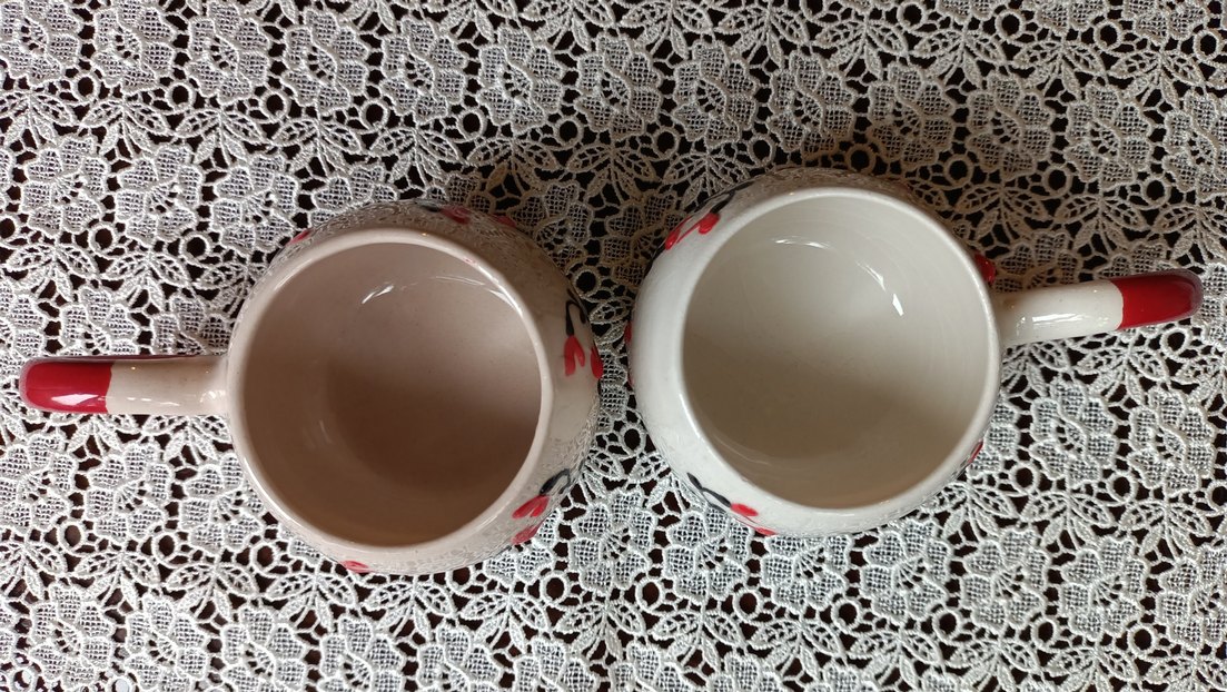 Renkli Desenli Beyaz Seramik Fincan Seti - Görsel 2