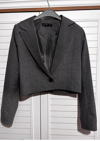 Zara Sik Gri Keten Gorunumlu Blazer Ceket