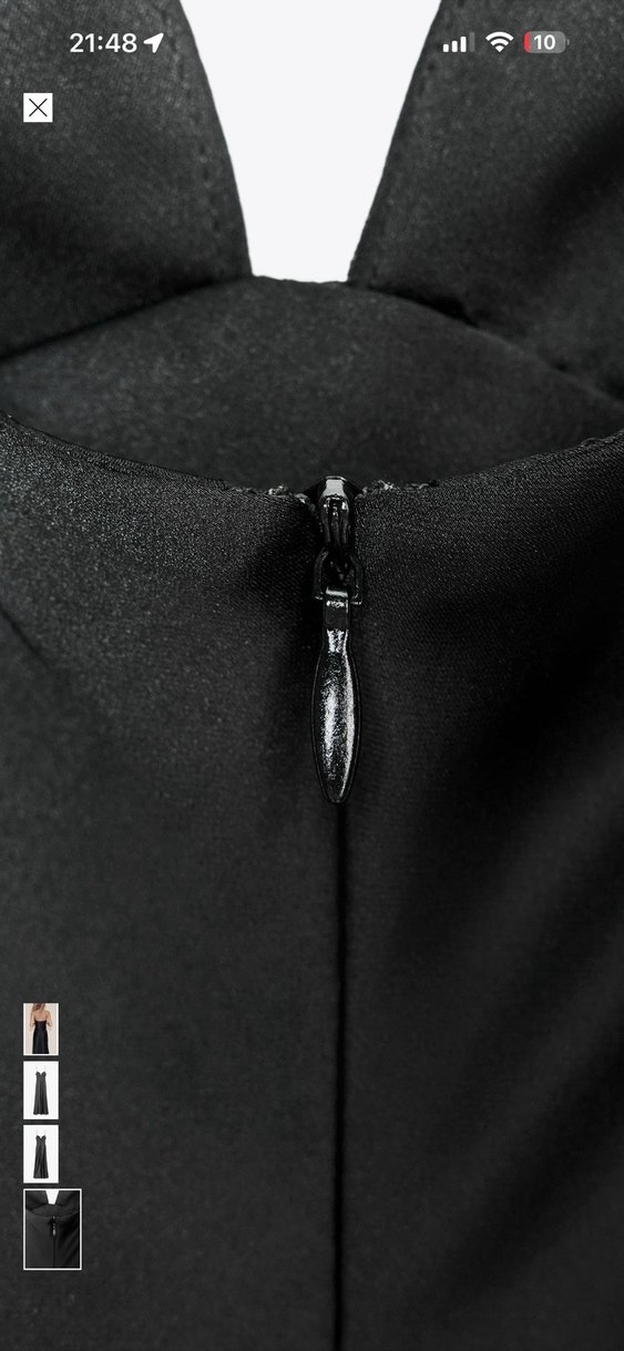 Siyah Uzun İpek Görünümlü V Yaka Elbise - Görsel 2