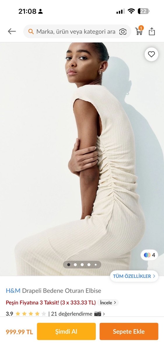 Krem bej  Uzun Elbise - Görsel 4