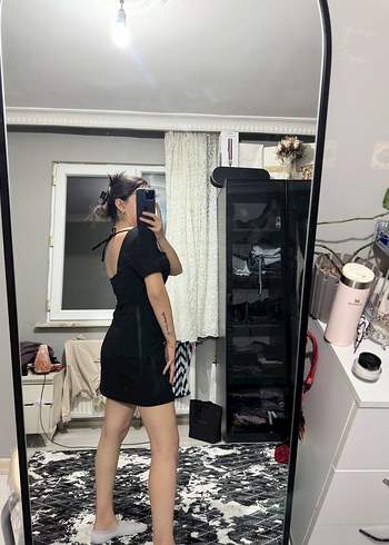 Siyah Midi Elbise - Görsel 6