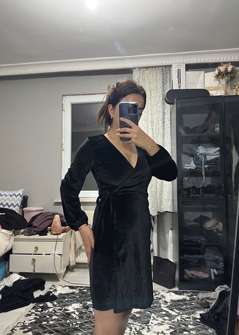 Siyah Uzun Kollu Midi Elbise - Görsel 5