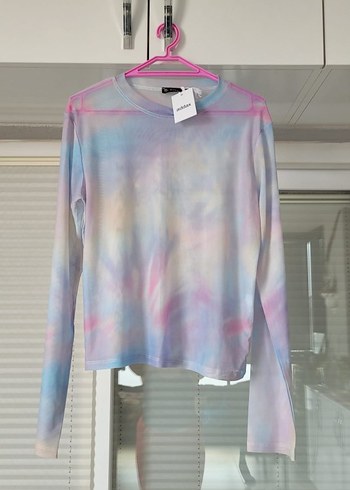 uzun kollu pastel batik tül tişört