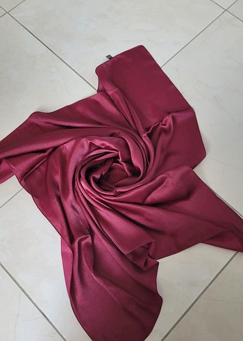 Bordo Saten Drapeli Kadın eşarp