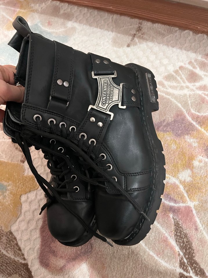 Siyah Deri Tokalı Biker Bot - Görsel 4