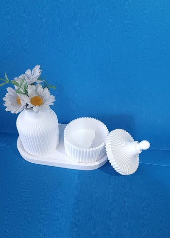 Beyaz Pastel #Şekerlik ve #Vazo Seti - Görsel 4