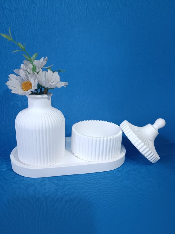 Beyaz Pastel #Şekerlik ve #Vazo Seti - Görsel 3