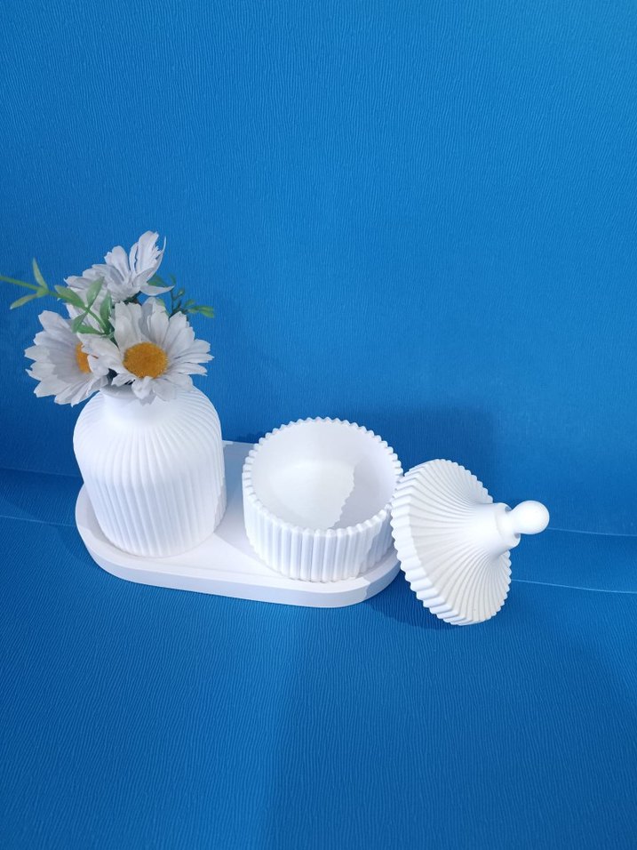 Beyaz Pastel #Şekerlik ve #Vazo Seti - Görsel 4