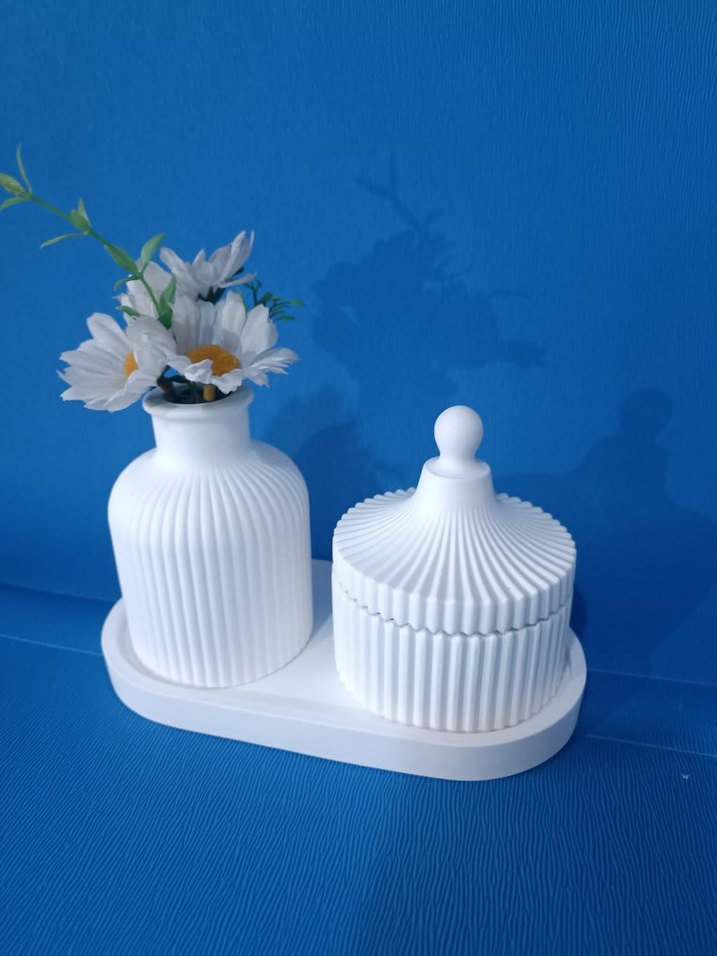 Beyaz Pastel #Şekerlik ve #Vazo Seti - Görsel 2