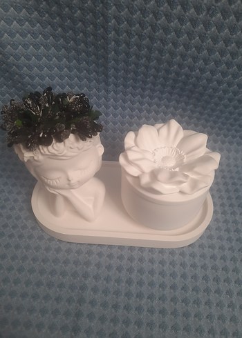 Beyaz Çiçekli ve Figürlü Dekoratif Kutu - Görsel 4