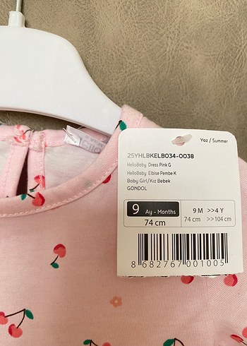 Kısa Kollu Pembe Kiraz Desenli Kız Elbisesi - Görsel 2