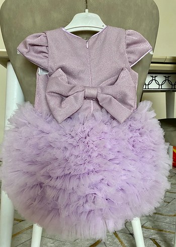 Lila Kız Çocuk Fırfırlı Elbise - Görsel 2
