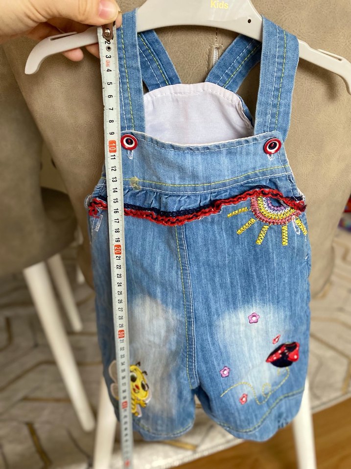 Nakışlı Renkli Kot Tulum - Görsel 2