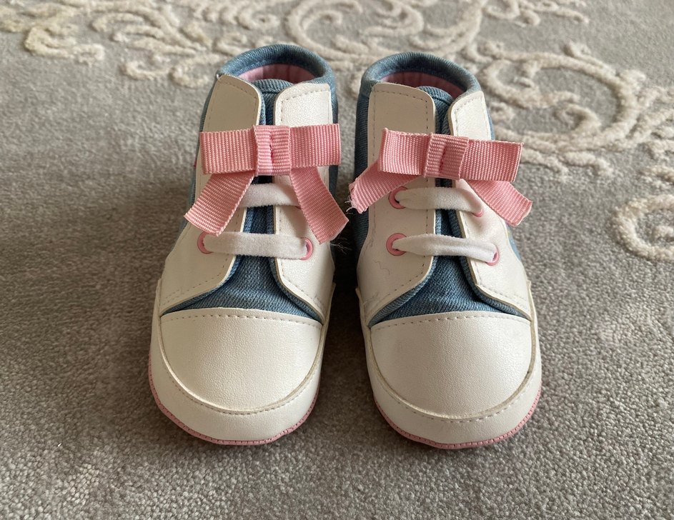 Kız Bebek Beyaz Denim İlk Adım Ayakkabısı - Görsel 2