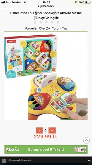 Fisher Price Aktivite Masası