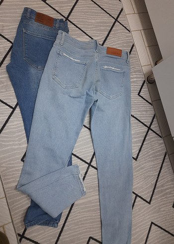 31 Beden Düğmeli Kadın Regular Fit Mavi Denim Pantolon