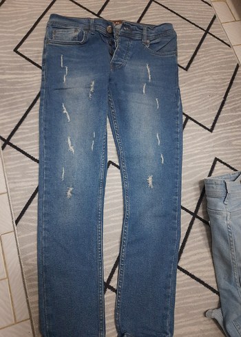 31 Beden mavi Renk Düğmeli Kadın Regular Fit Mavi Denim Pantolon