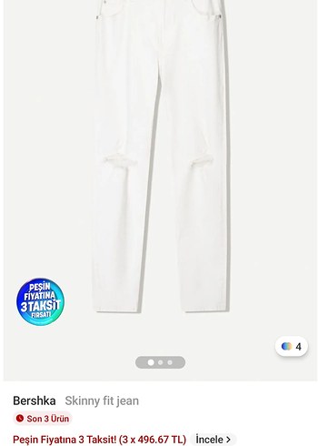 Bershka Beyaz Skinny Fit Jean