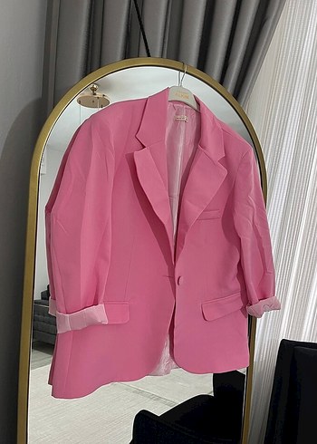 m Beden Pembe Mini Kadın Blazer Ceket