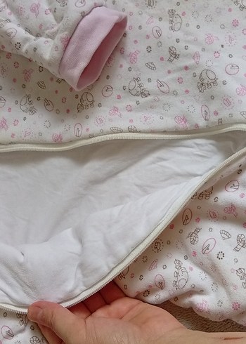 Kız Bebek Fermuarlı Beyaz Uyku Tulumu - Görsel 2