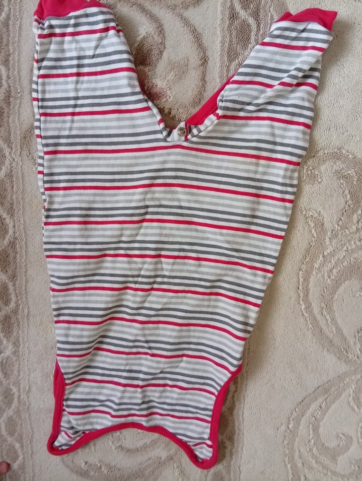 Gri Çizgili unisex tulum - Görsel 2