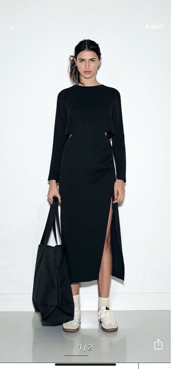 Zara cut out krepe elbise