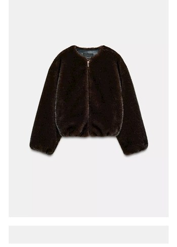 Zara Kahverengi Kadın Suni Kürk Ceket - Görsel 2