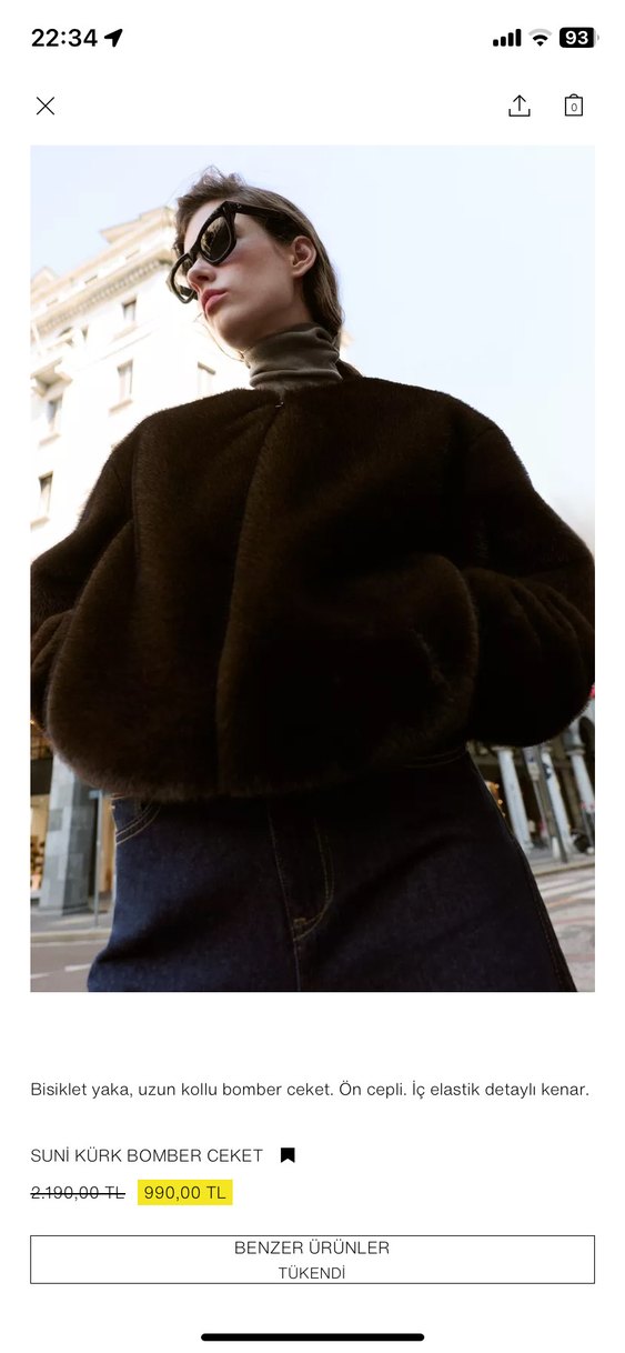 Zara Kahverengi Kadın Suni Kürk Ceket - Görsel 3