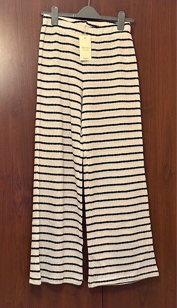 MUDO ÇİZGİLİ WIDE LEG PANTOLON