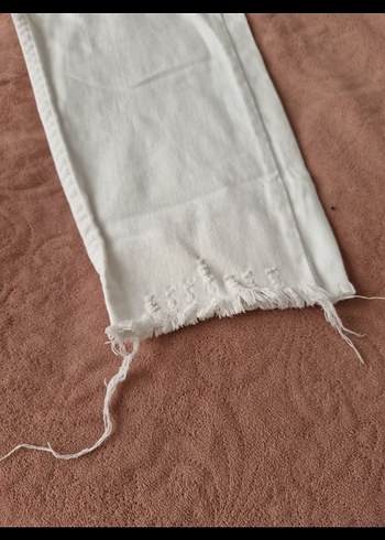 Beyaz Midi Boy Bol Kesim Denim Jean - Görsel 5