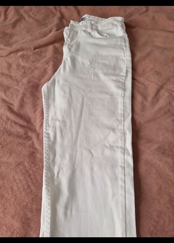 Beyaz Midi Boy Bol Kesim Denim Jean - Görsel 7