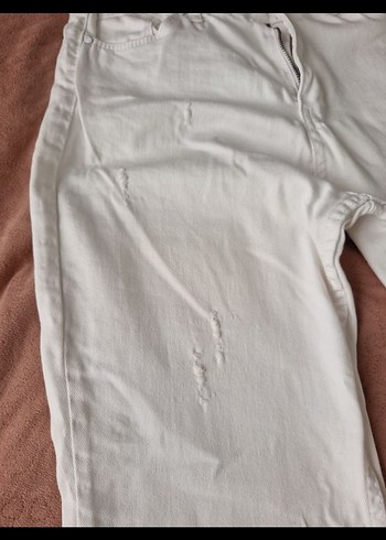 Beyaz Midi Boy Bol Kesim Denim Jean - Görsel 3