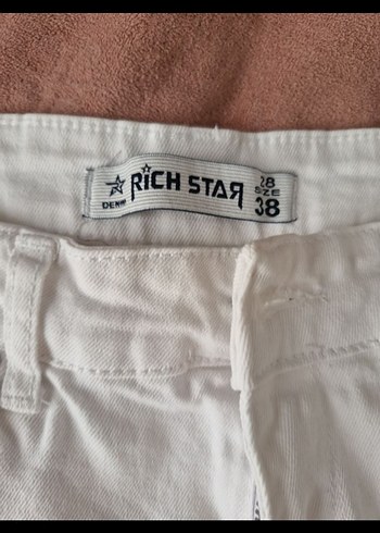 Beyaz Midi Boy Bol Kesim Denim Jean - Görsel 2