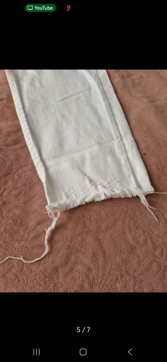 Beyaz Midi Boy Bol Kesim Denim Jean - Görsel 5