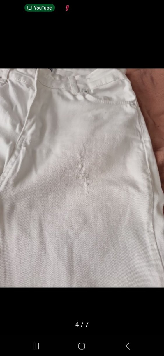 Beyaz Midi Boy Bol Kesim Denim Jean - Görsel 4