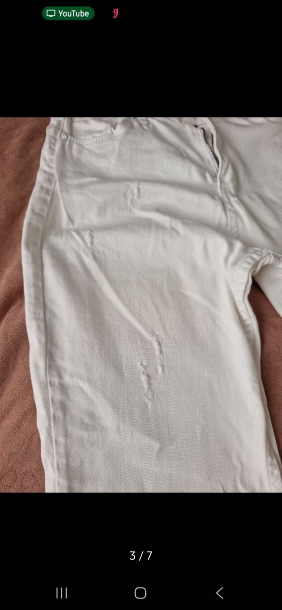 Beyaz Midi Boy Bol Kesim Denim Jean - Görsel 3