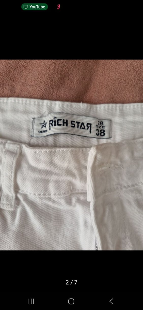 Beyaz Midi Boy Bol Kesim Denim Jean - Görsel 2