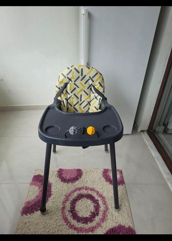 e bebek  baby plus Gri Desenli Yüksek Bebek Sandalyesi - Görsel 2