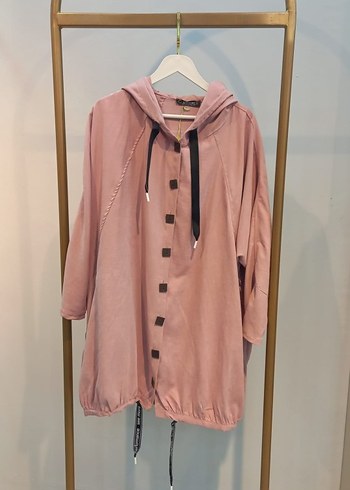 Kadın Gri Kapüşonlu Uzun Keten Ceket - Görsel 3