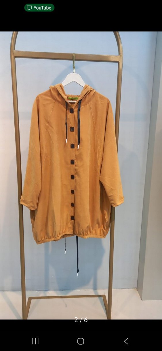 Kadın Gri Kapüşonlu Uzun Keten Ceket - Görsel 5