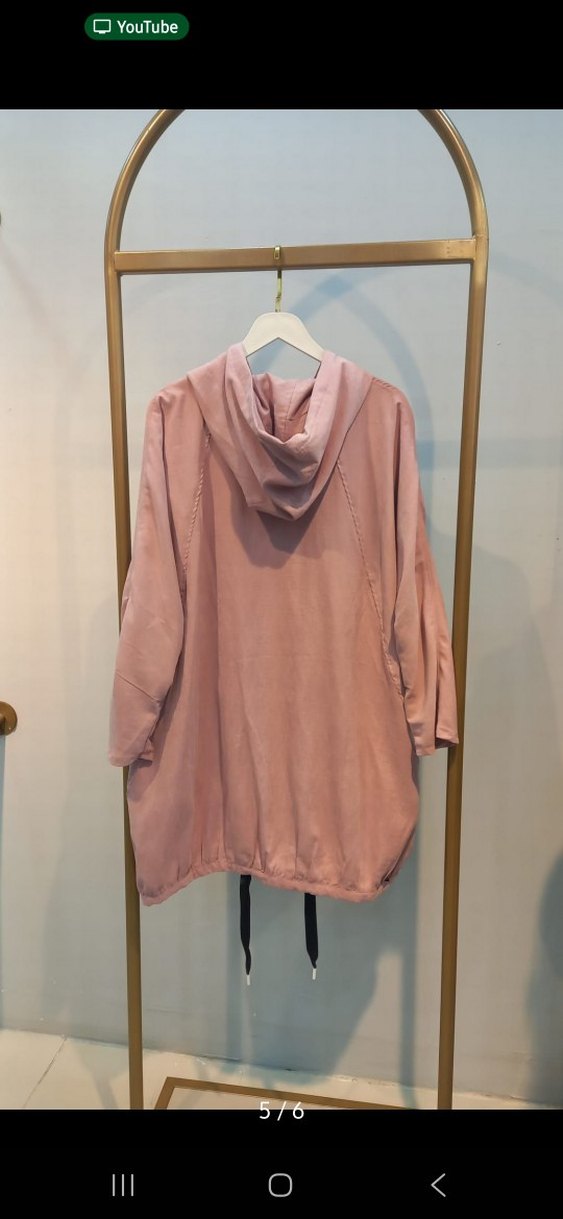 Kadın Gri Kapüşonlu Uzun Keten Ceket - Görsel 4