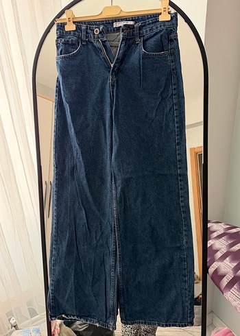 Diğer Koyu Mavi Genis Paca Denim Pantolon 36 38 Beden Uyumlu 50 Kiloda